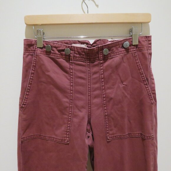 ANTHROPOLOGIE PILCRO The Kit High-Rise Wide-Leg Utility Trouser Pants in Maroon - Picture 4 of 14